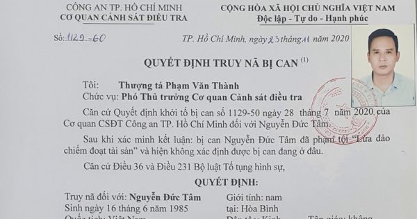 Truy nã bị can Nguyễn Đức Tâm, giám đốc Đức Tâm Land