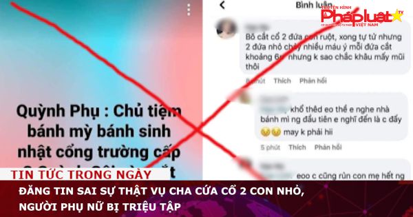 Đăng tin sai sự thật vụ cha cứa cổ 2 con nhỏ, người phụ nữ bị triệu tập