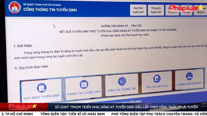 Sở GDĐT TPHCM triển khai đăng ký tuyển sinh đầu cấp theo hình thức trực tuyến